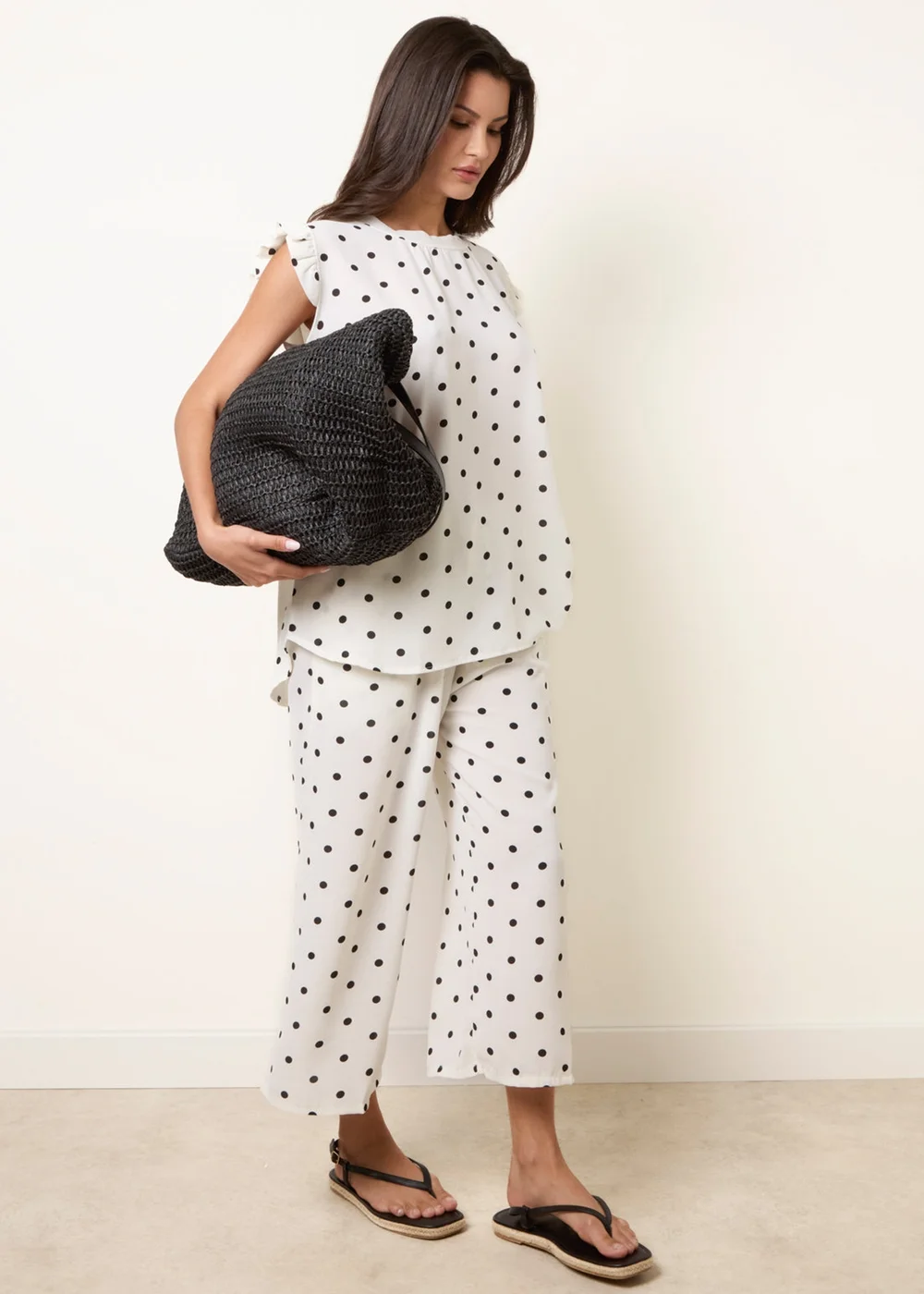 Blue Vanilla White Polka Dot Two Piece Set - M/L Image 1