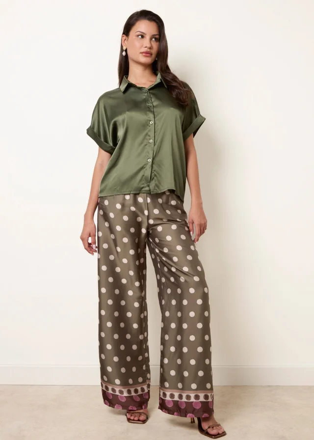 Blue Vanilla Khaki Tie Shirt Polka Dot Trouser Set