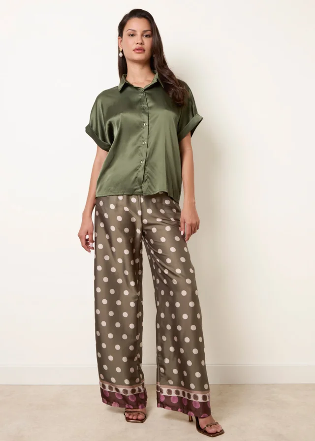 Blue Vanilla Khaki Tie Shirt Polka Dot Trouser Set