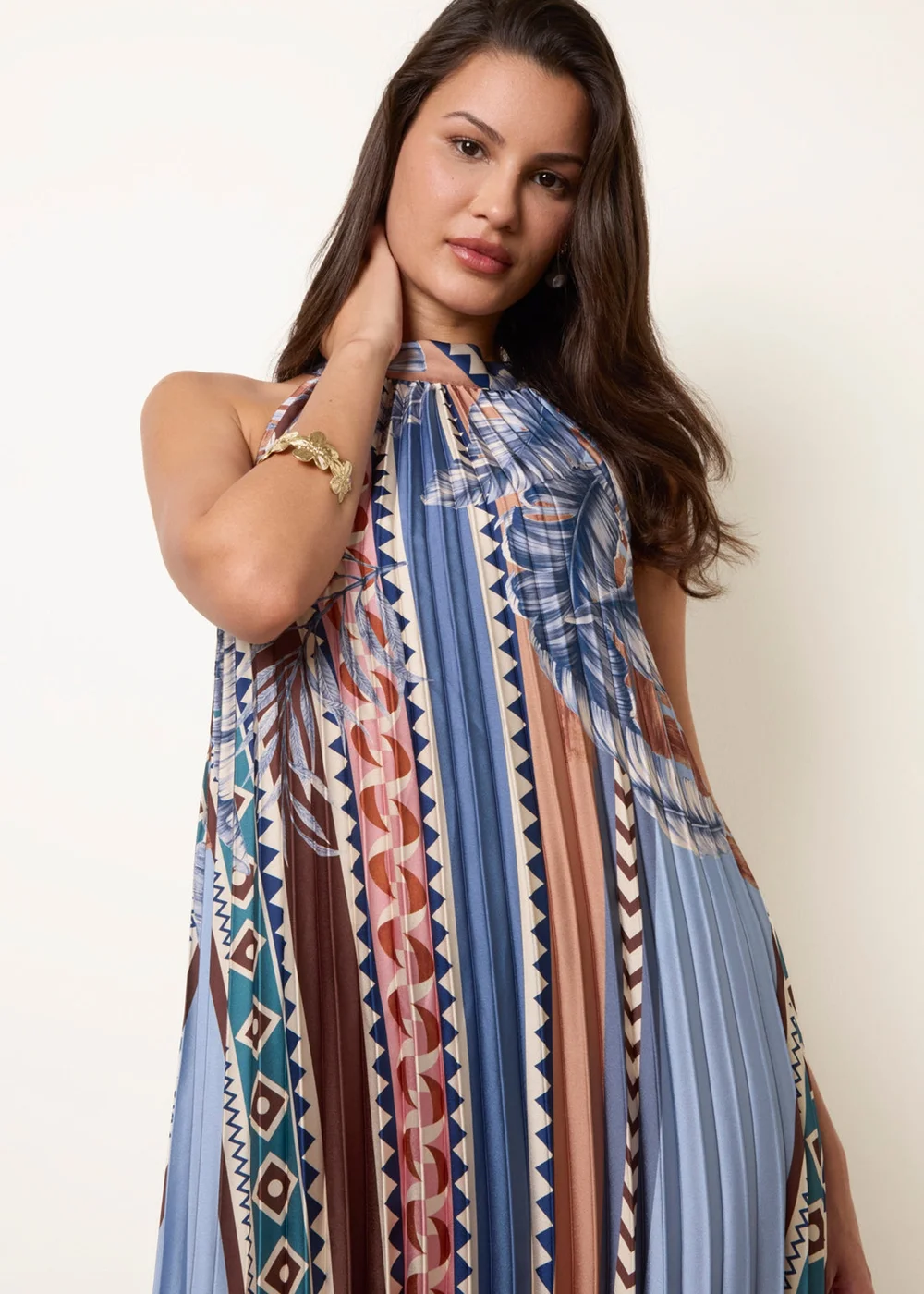 Blue Vanilla Blue Satin Pleated Dress - S/M Image 2