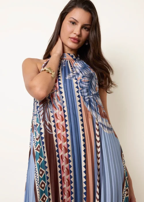 Blue Vanilla Blue Satin Pleated Dress - S/M Image 2