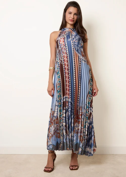 Blue Vanilla Blue Satin Pleated Dress - S/M Image 1