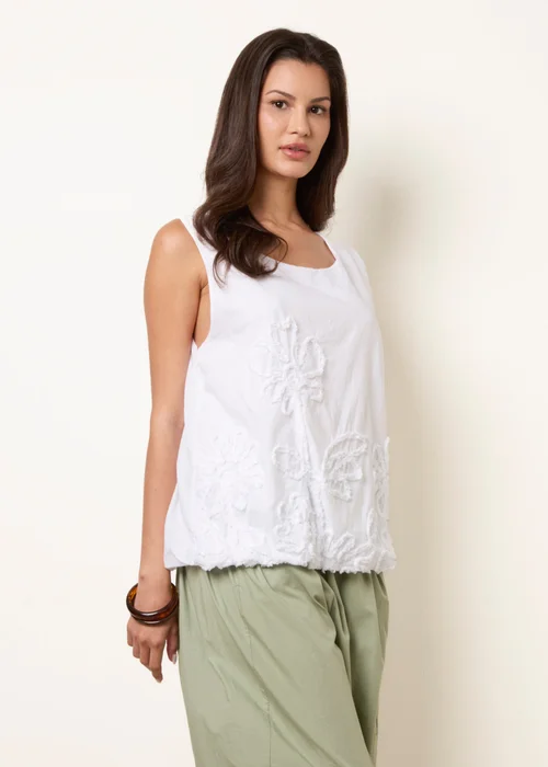 Blue Vanilla White Puffball Flower Top - One Size Image 1