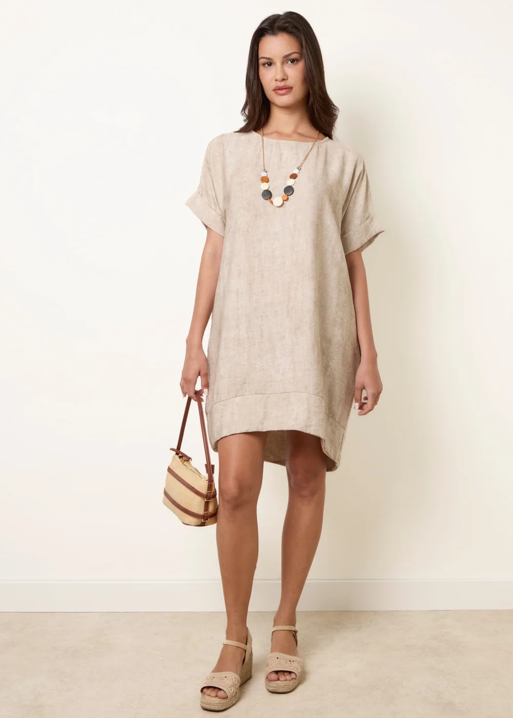 Blue Vanilla Beige Washed Effect Tunic Dress - One Size Image 2