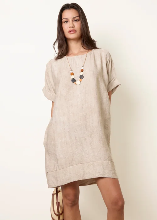 Blue Vanilla Beige Washed Effect Tunic Dress - One Size Image 1
