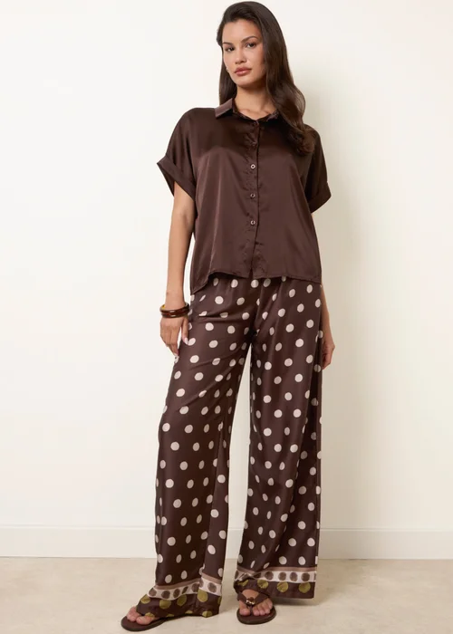 Blue Vanilla Brown Tie Shirt Polka Dot Trouser Set - One Size Image 1