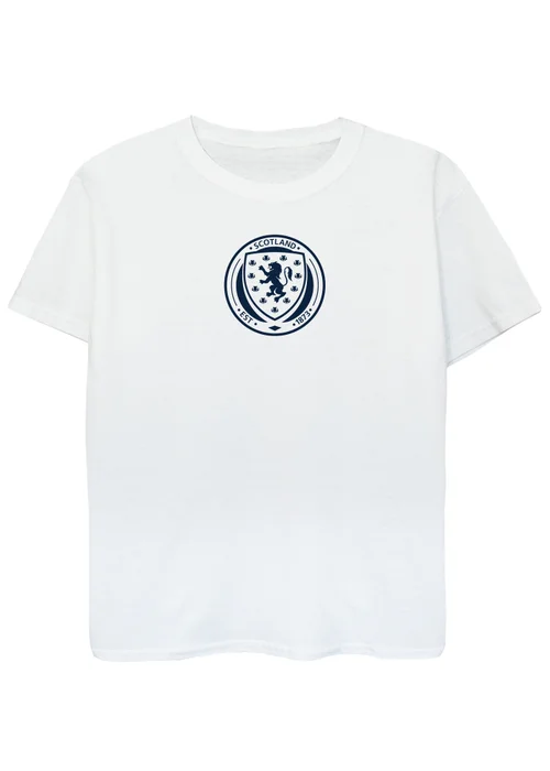 Ada & Ted Scotland Badge Chest Boys White Graphic T-Shirt (3-13 Years) - 9-11 Yrs Image 1