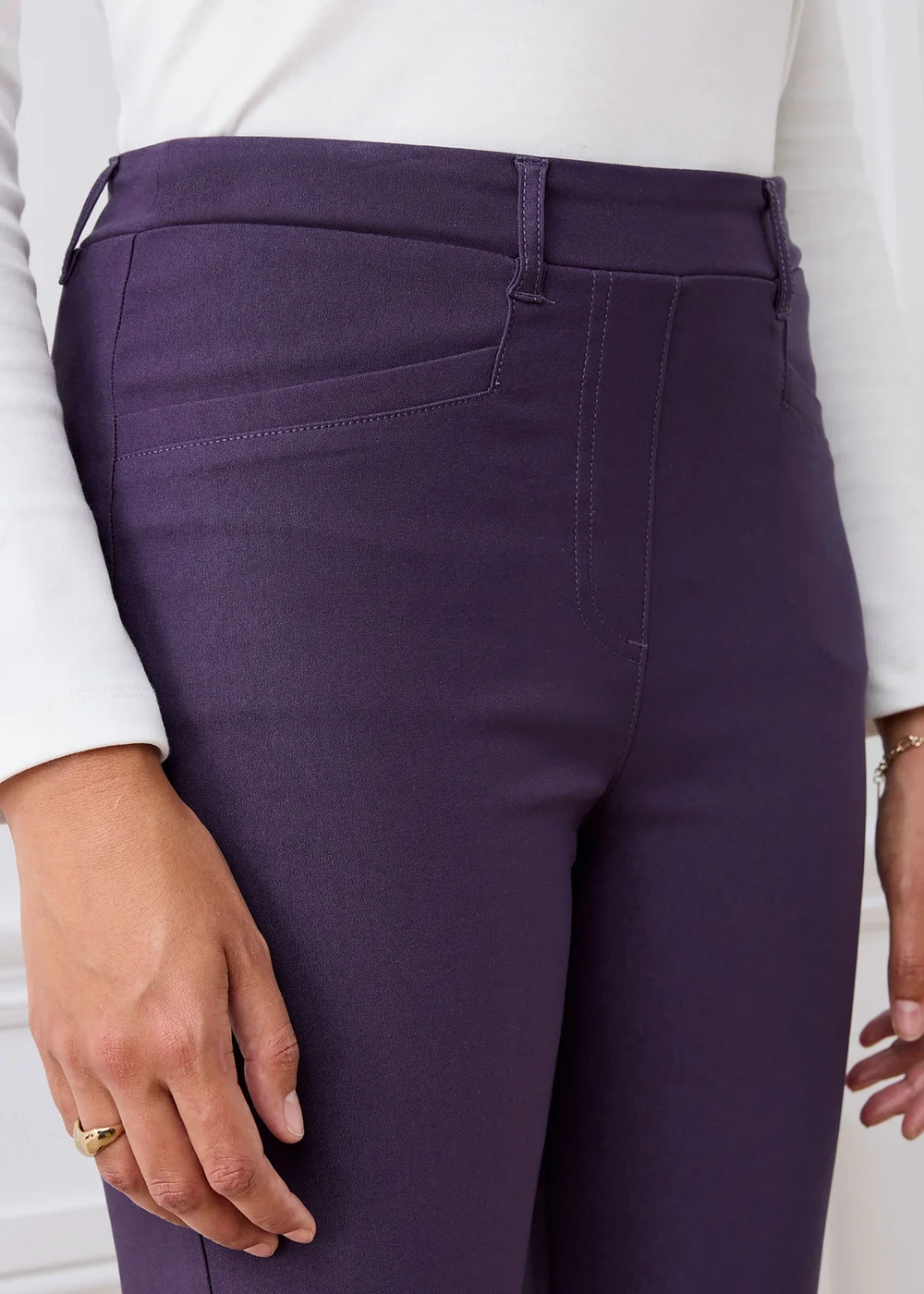 Cotton Traders Amethyst Super Stretchy Pull On Slim Leg Trousers - 22 Image 4