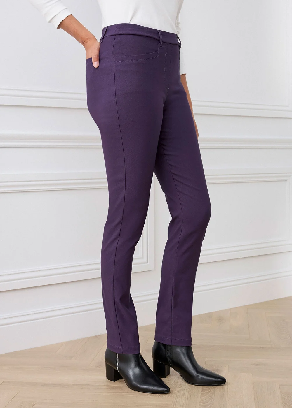 Cotton Traders Amethyst Super Stretchy Pull On Slim Leg Trousers - 22 Image 3
