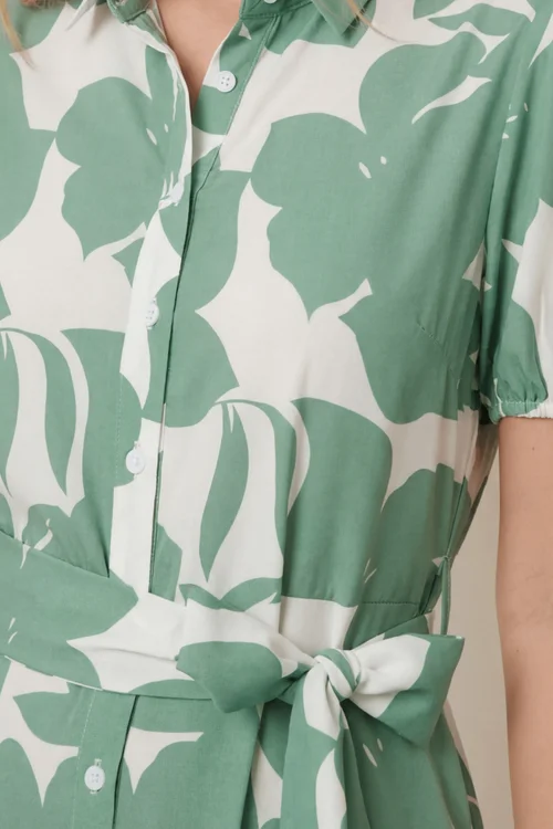 Style Cheat Green Tie Front Shirt Dress - 12 Image 3