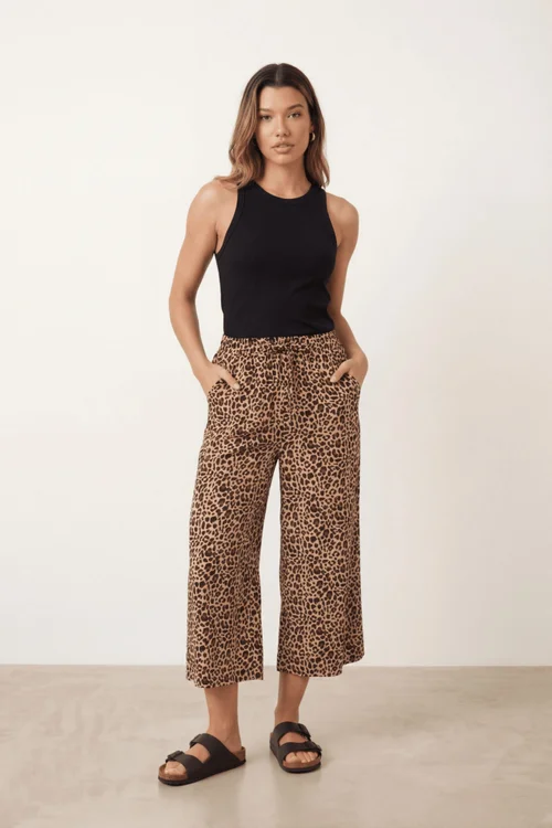 Style Cheat Leopard Print High Rise Wide Leg Trousers - 10 Image 1