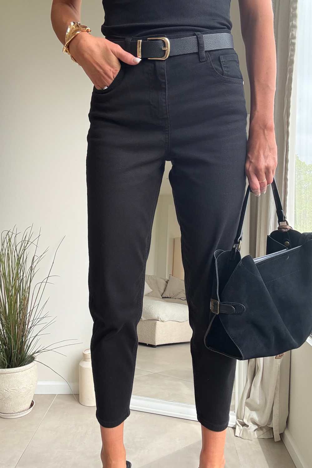 Style Cheat Black Mid-Ankle Straight-Leg Trousers - 8 Image 3
