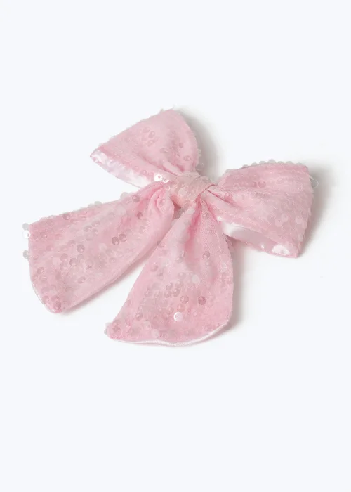 Muse Pink Sequin Bow Clip - One Size Image 1