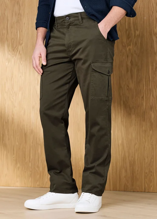 Cotton Traders Dark Khaki Signature Stretch Cargo Trousers - 44/L29 Image 1