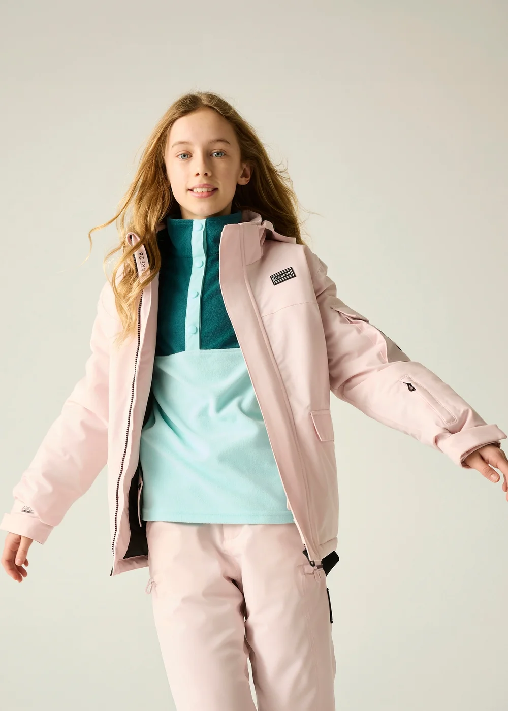 Dare 2b Pale Pink Shredder II Waterproof Jacket (3-13 years) - 3-4 Yrs Image 1