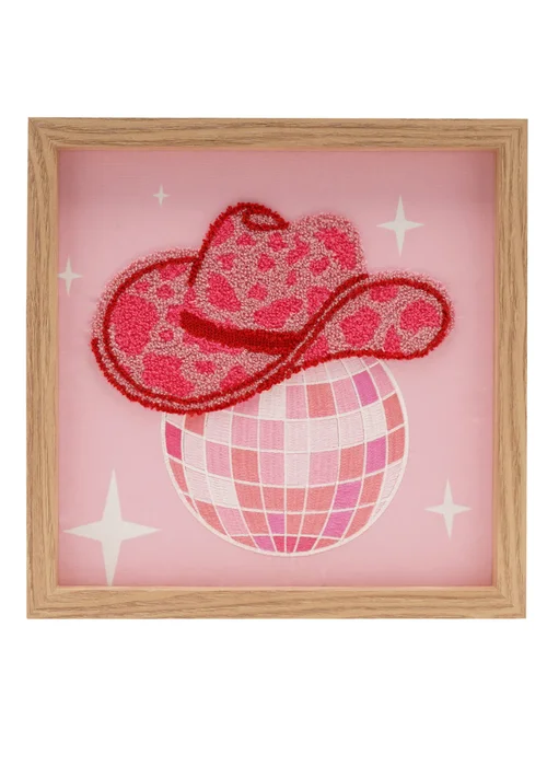 The Feel Good Club Pink Cowgirl Tufted Boot & Disco Print Wall Arts Set of 2 - One Size Image 1