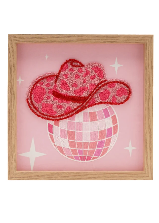 The Feel Good Club Pink Cowgirl Tufted Boot & Disco Print Wall Arts Set of 2