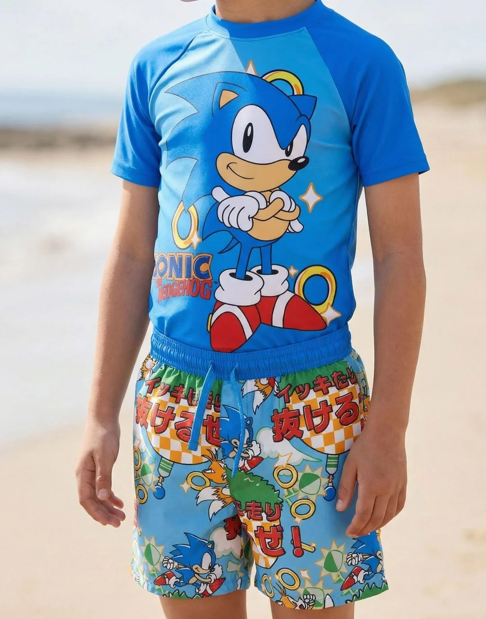 Vanilla Underground Sonic The Hedgehog Boys Blue Gamer 2 Piece Swim Set (4-14 Years) - 10-11 yrs Image 2