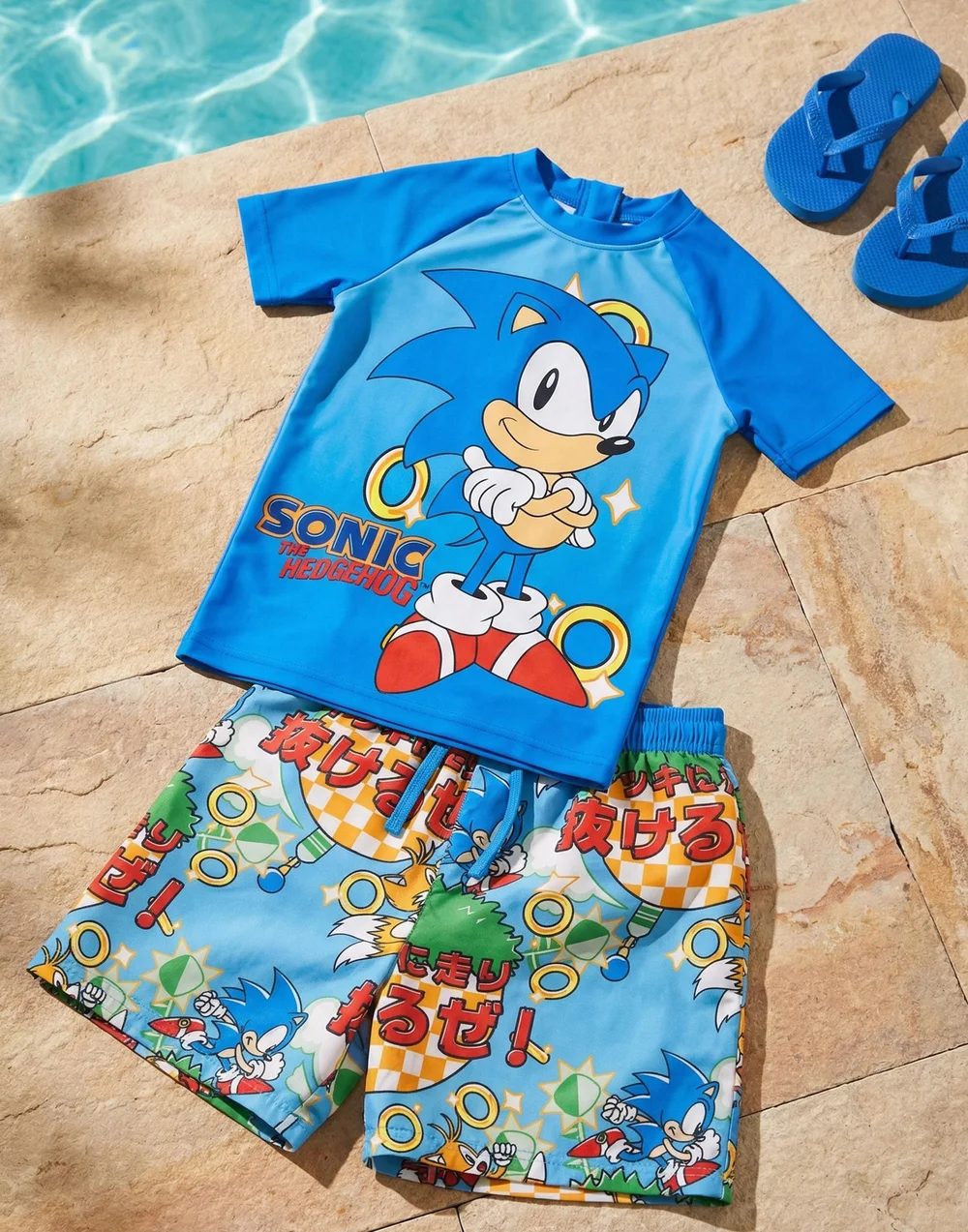 Vanilla Underground Sonic The Hedgehog Boys Blue Gamer 2 Piece Swim Set (4-14 Years) - 10-11 yrs Image 4