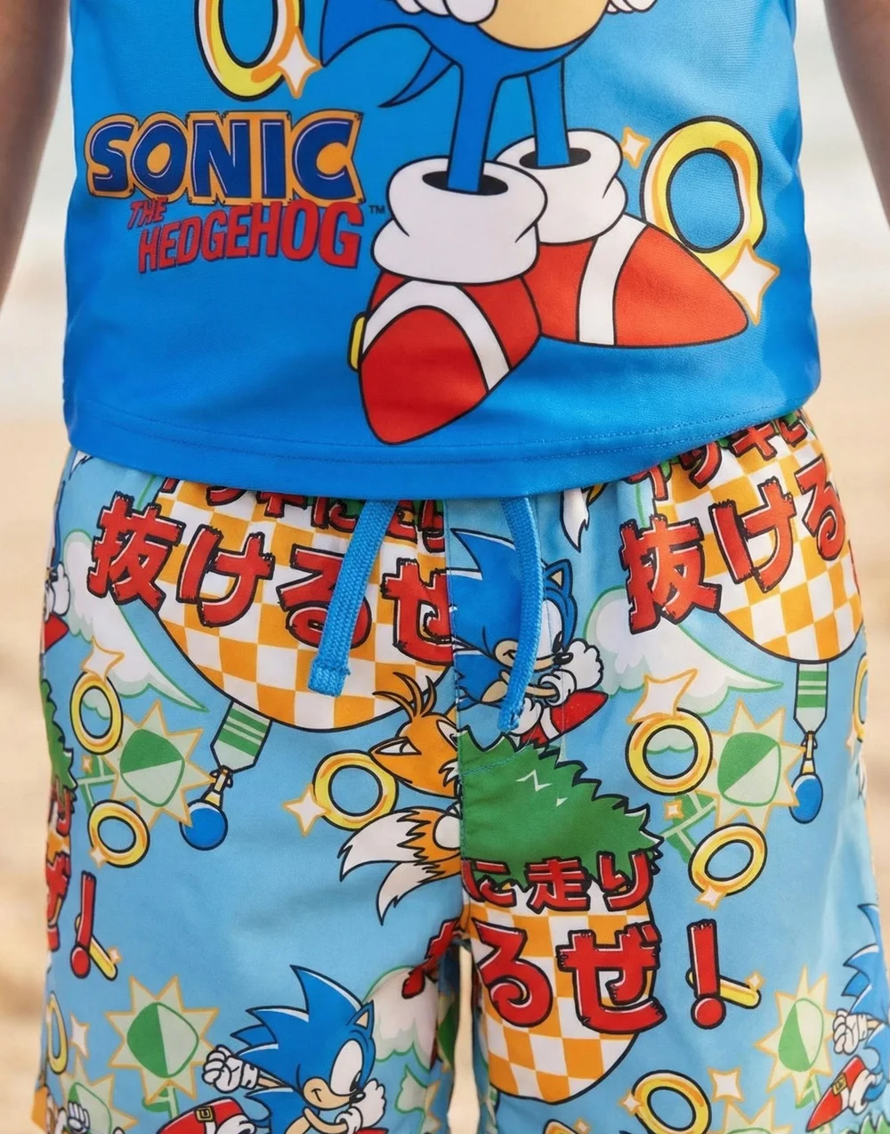 Vanilla Underground Sonic The Hedgehog Boys Blue Gamer 2 Piece Swim Set (4-14 Years) - 10-11 yrs Image 3