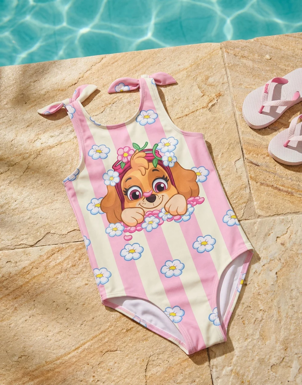 Vanilla Underground Paw Patrol Girls Pink Skye Flowers 1 Piece Swimming Costume (2-7 Years) - 6-7 Yrs Image 5