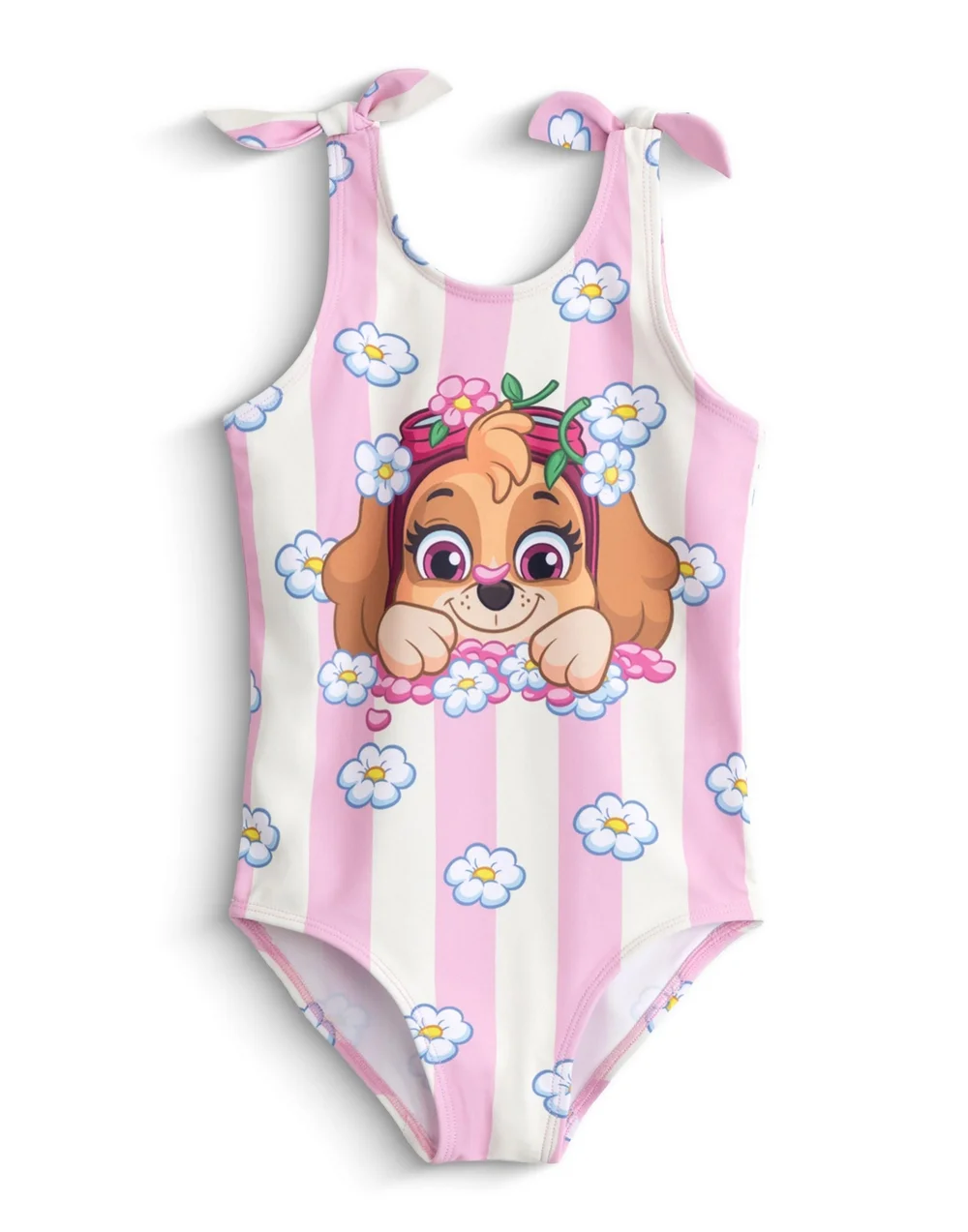 Vanilla Underground Paw Patrol Girls Pink Skye Flowers 1 Piece Swimming Costume (2-7 Years) - 6-7 Yrs Image 1
