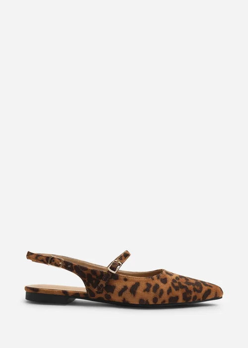 Where's That From Esterlla Leopard Wide Fit Pointed Toe Mary Jane Open Back Ballet Flats - 7 Wide Image 1