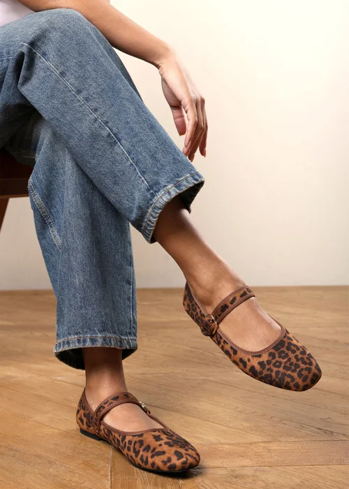 Where's That From Karsyn Leopard Mary Jane Ballet Flats With Buckle Detail - 4 Image 2
