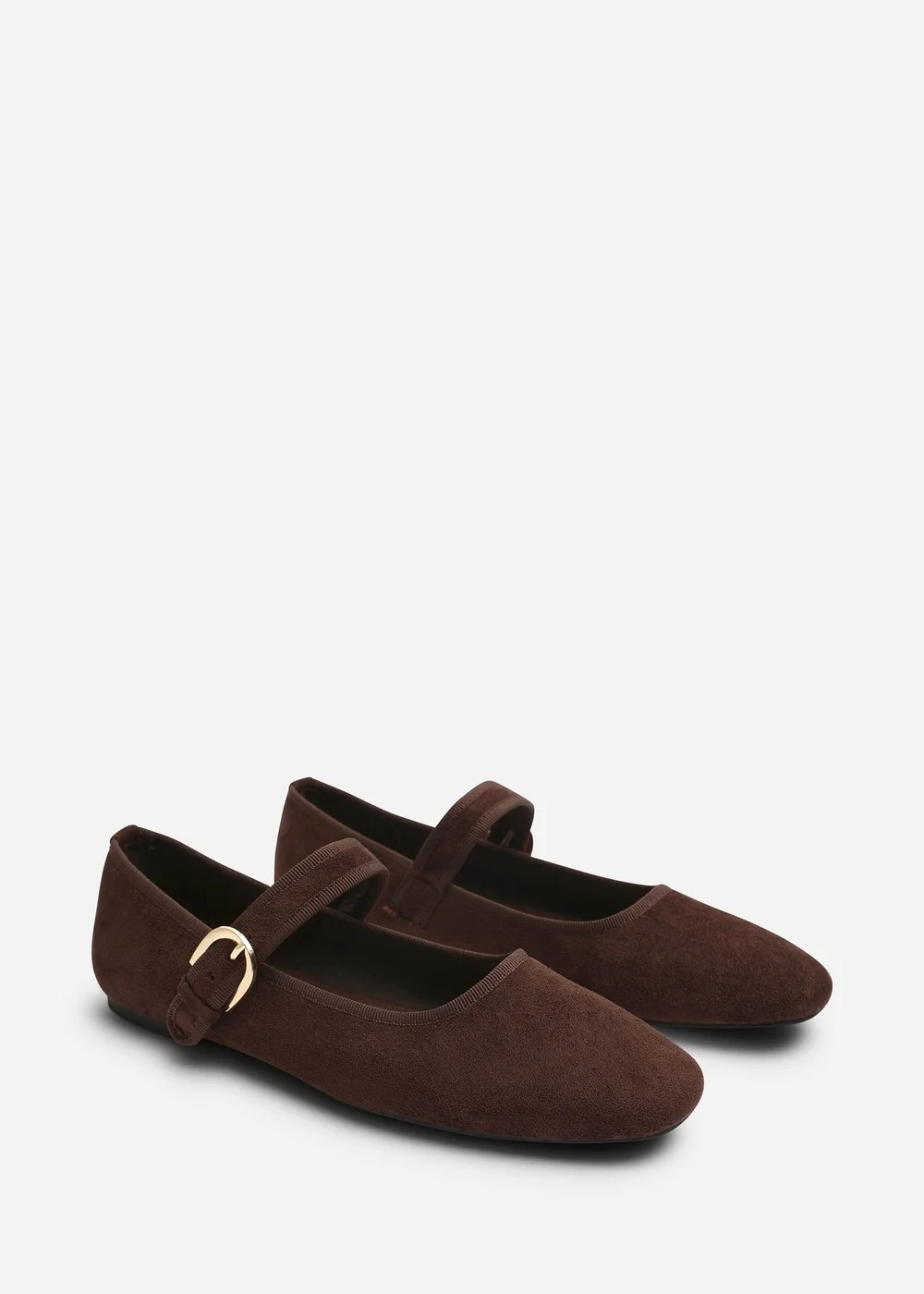 Where's That From Karsyn Dark Brown Wide Fit Mary Jane Ballet Flats With Buckle Detail - 8 Wide Image 4