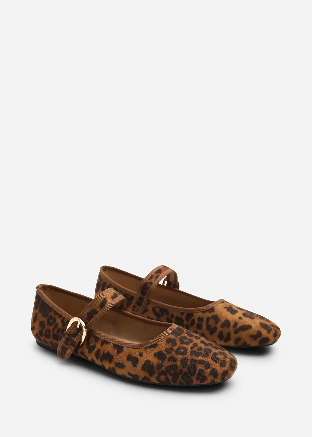 Where's That From Karsyn Leopard Wide Fit Mary Jane Ballet Flats With Buckle Detail - 6 Wide Image 3