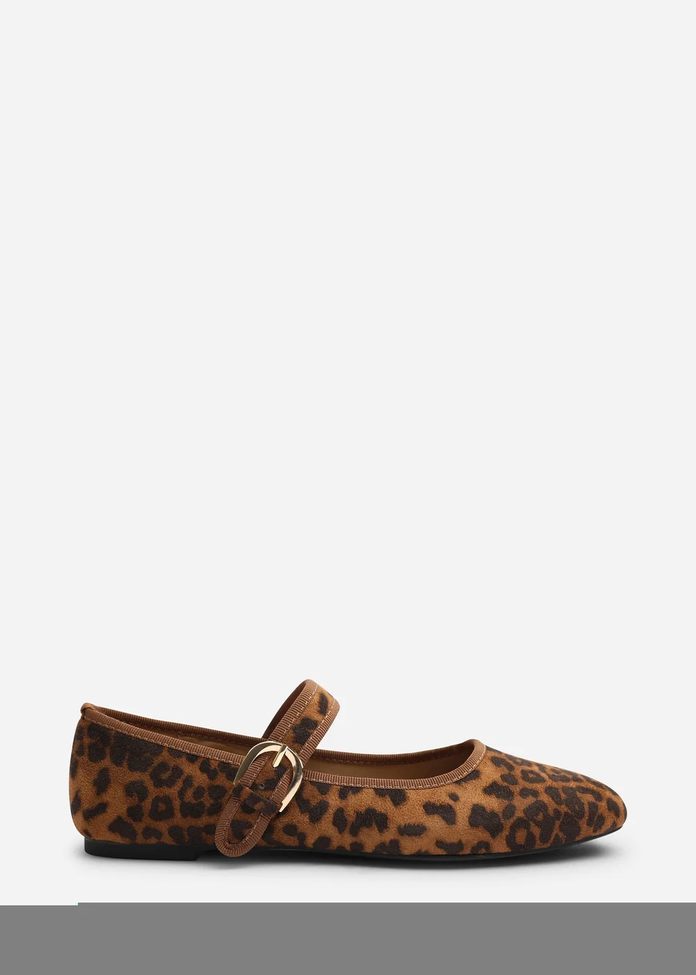 Where's That From Karsyn Leopard Wide Fit Mary Jane Ballet Flats With Buckle Detail - 4 Wide Image 1