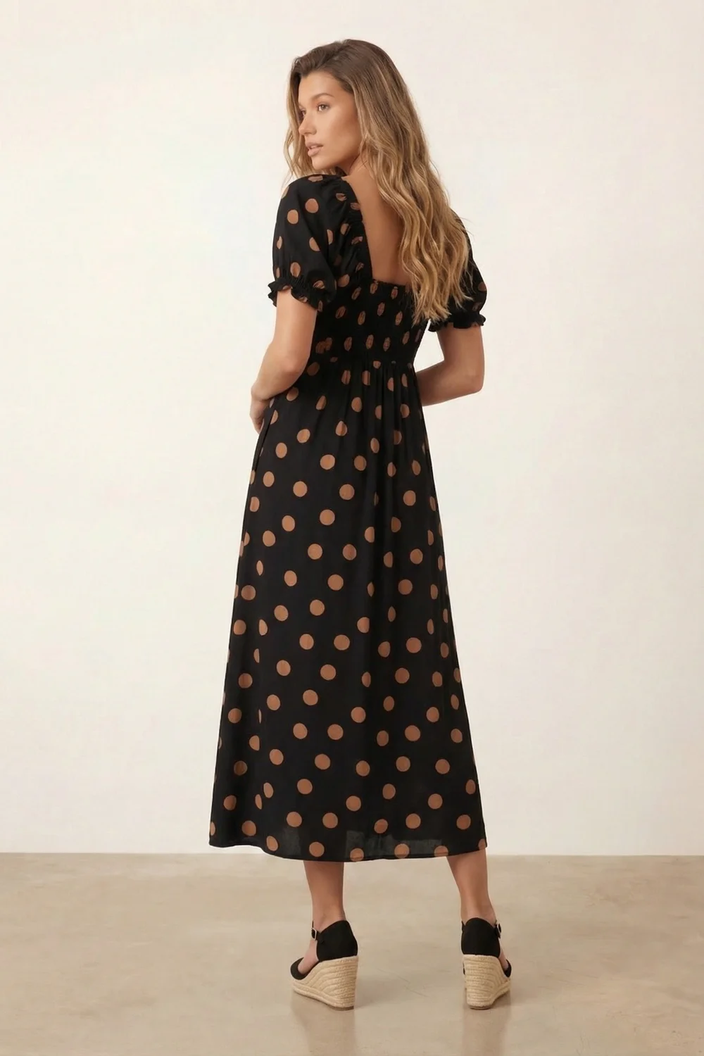 Style Cheat Black Tie Front Spot Dress Polka Dot Midi - 16 Image 3