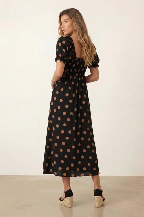 Style Cheat Black Tie Front Spot Dress Polka Dot Midi - 16 Image 3