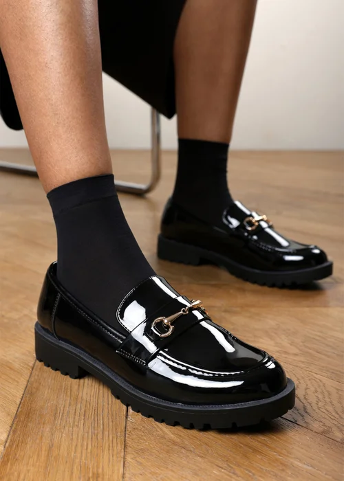 Where's That From Aadhya Black Chunky Snaffle Trim Detail Loafers - 7 Image 5