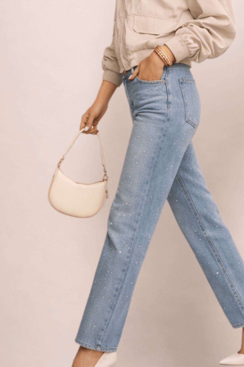 Stylecheat Blue Embellished Hotfix High-Rise Straight Jeans - 12 Image 2