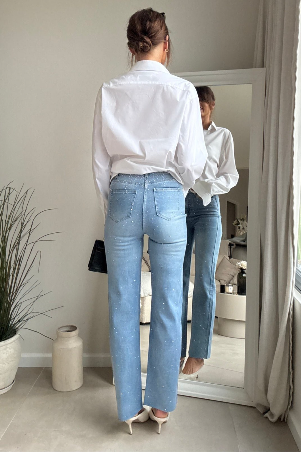 Stylecheat Blue Embellished Hotfix High-Rise Straight Jeans - 12 Image 6
