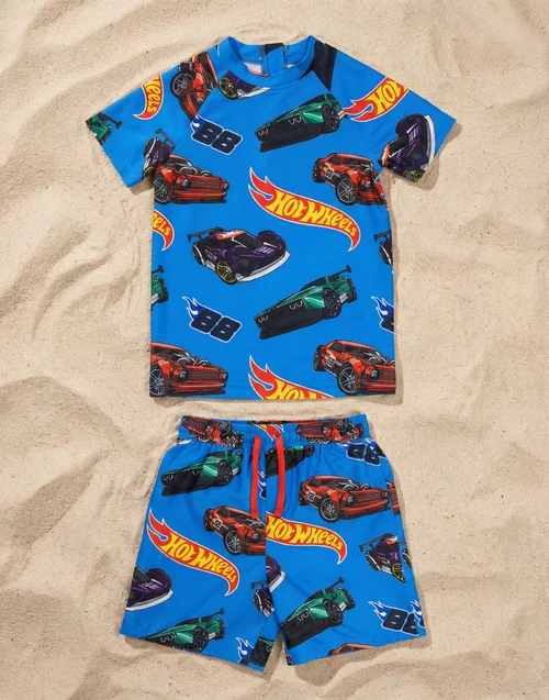 Vanilla Underground Hot Wheels Boys Blue Model Cars 2 Piece Swim Set (3-12 Years) - 11-12 Yrs Image 3