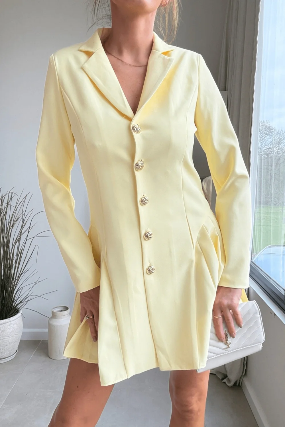 Style Cheat Katie Lemon Pleated Blazer Dress - 12 Image 4