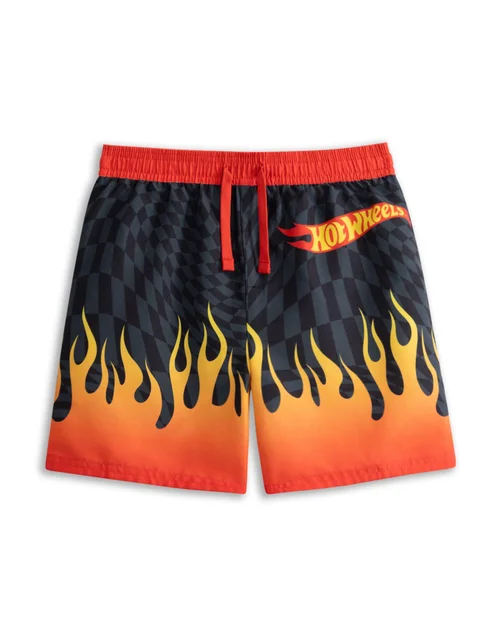 Vanilla Underground Hot Wheels Boys Red Flame Short Swim Shorts (3-12 Years) - 9-10 Yrs Image 1