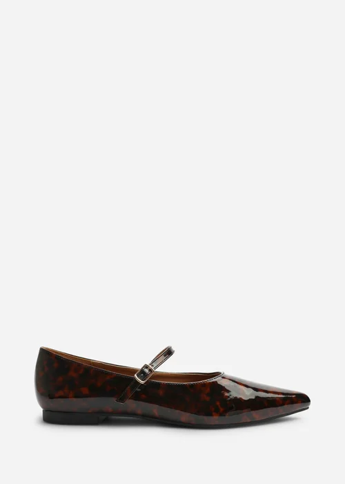 Where's That From Novalee Tortoise Pointed Toe Mary Jane Front Strap Ballet Flats - 8 Image 1