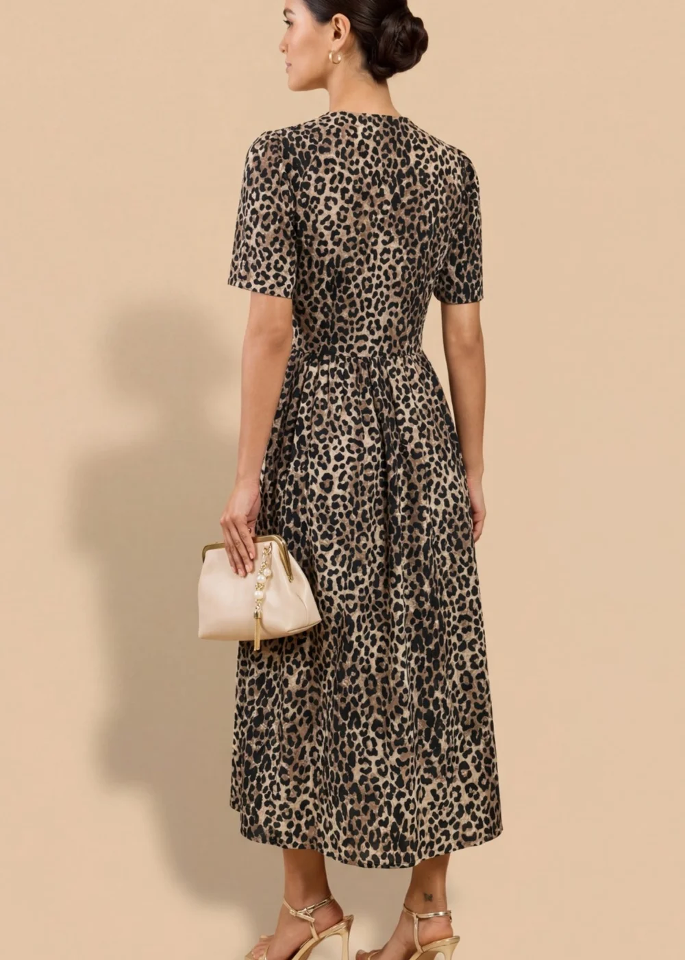 Little Mistress Animal Print Crepe Button-Down Midi Dress - 10 Image 2