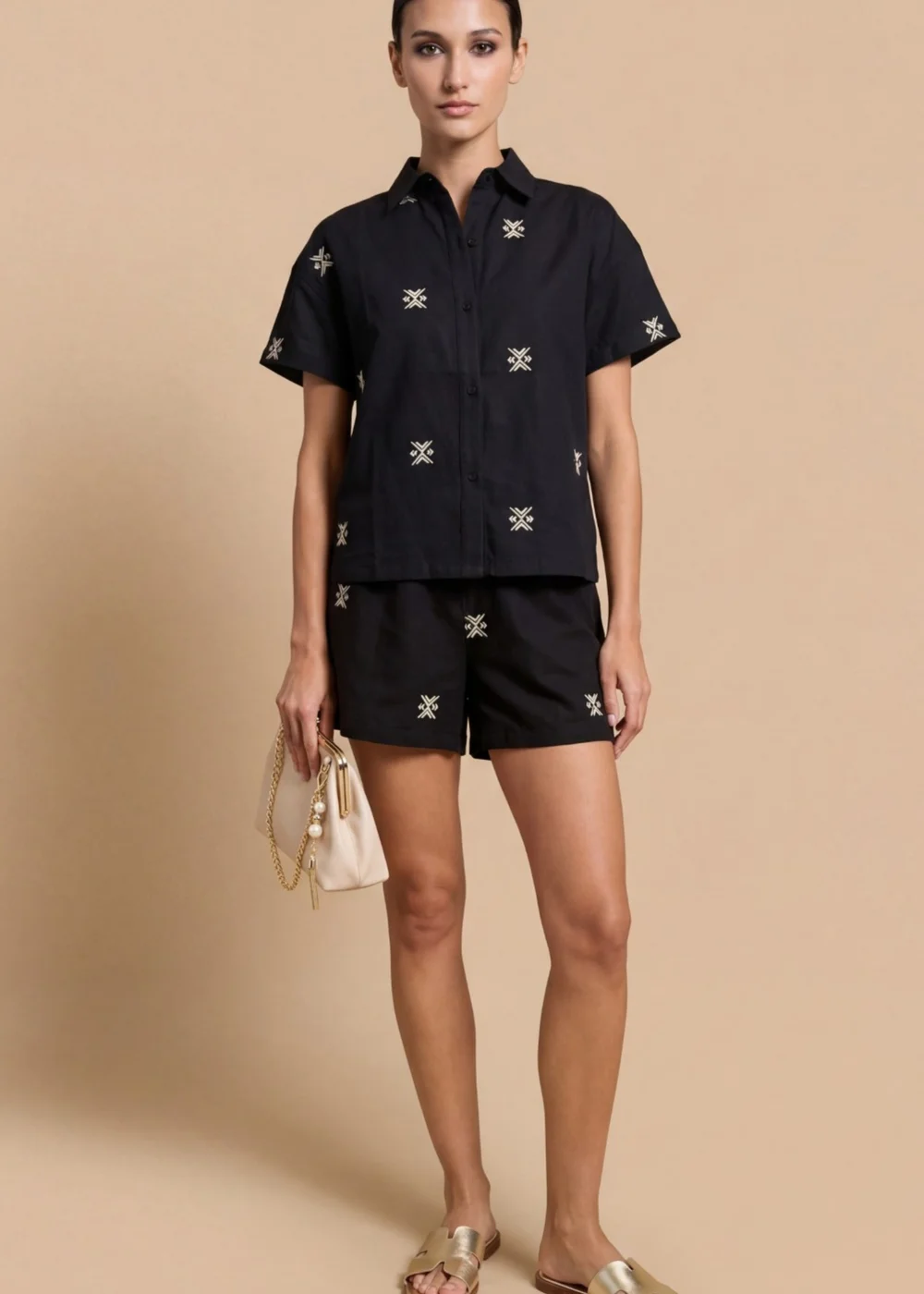 Little Mistress Black Embroidered Cotton Shorts - 8 Image 5
