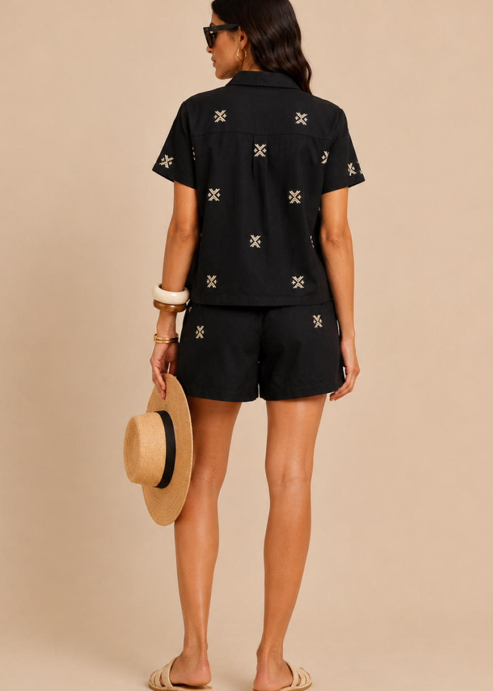 Little Mistress Black Embroidered Cotton Shorts - 8 Image 3