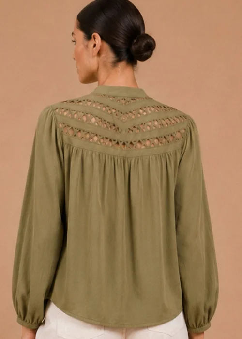 Little Mistress Olive Cutwork Detail Shirt - 14 Image 2