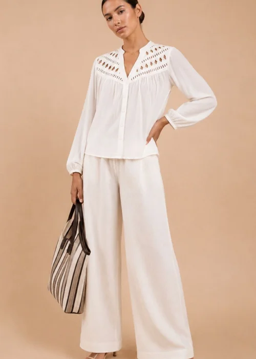 Little Mistress White Cutwork Detail Shirt - 14 Image 4