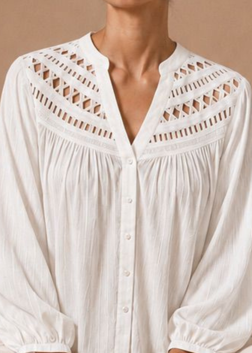 Little Mistress White Cutwork Detail Shirt - 14 Image 3