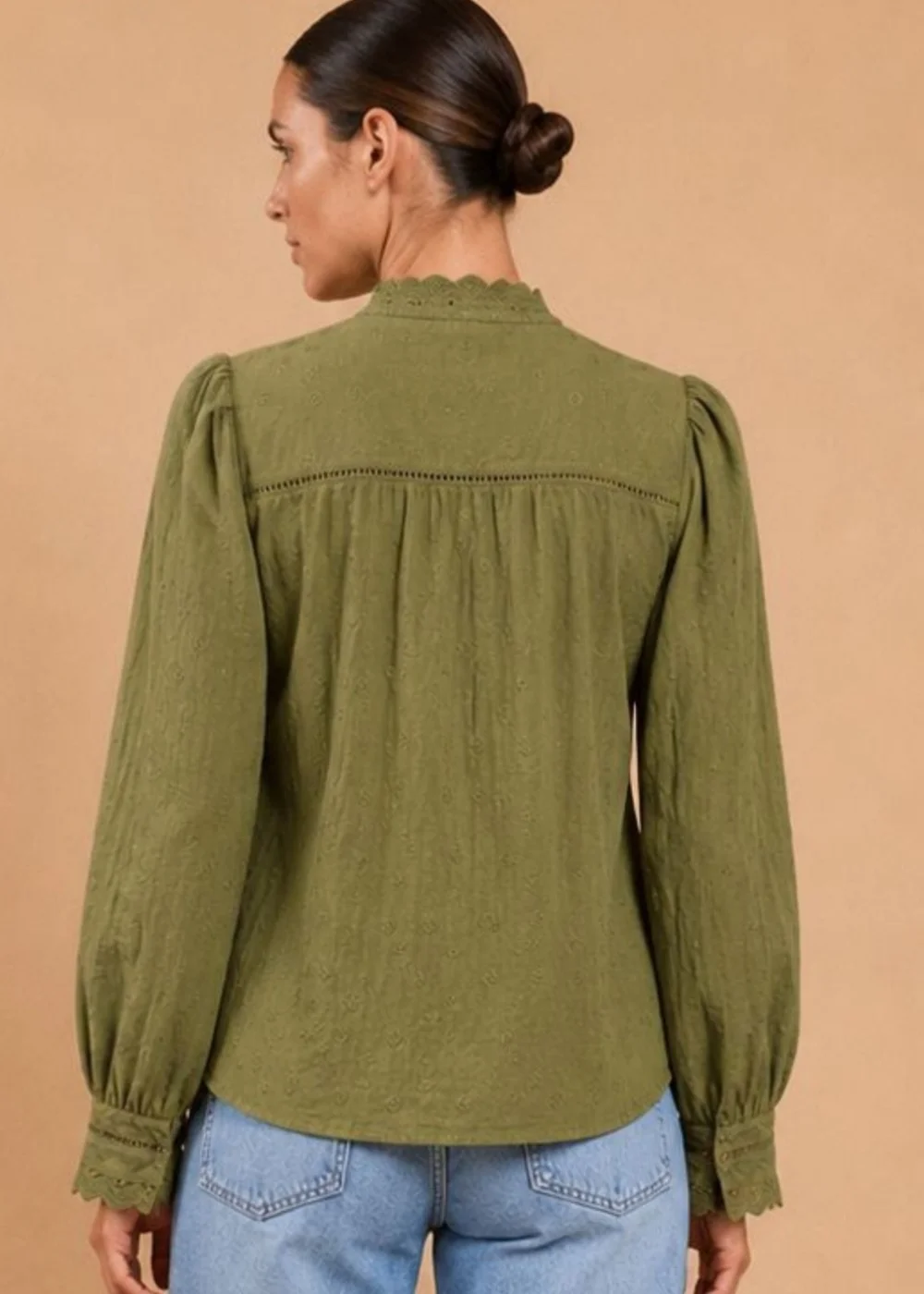 Little Mistress Green Schiffly Embroidered Cotton Top - 14 Image 2