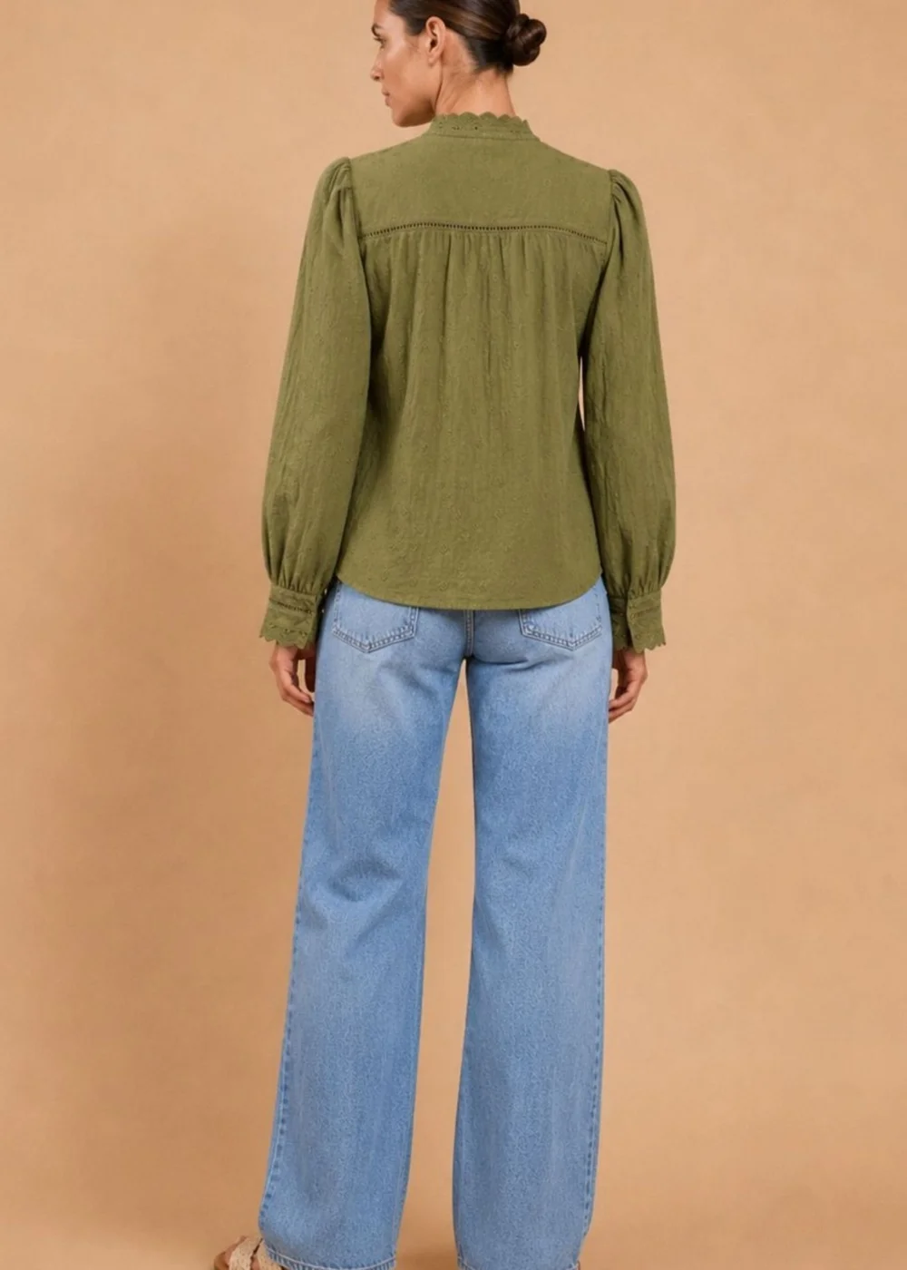 Little Mistress Green Schiffly Embroidered Cotton Top - 14 Image 5