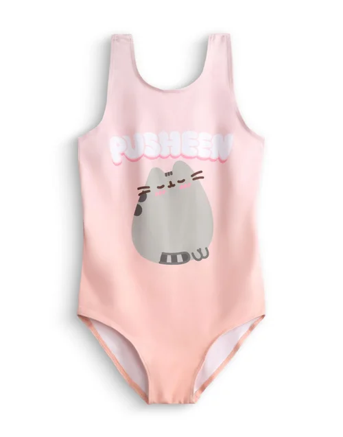 Vanilla Underground Pusheen Girls Multicoloured Bubble Font 1 Piece Swimming Costume (9-14 Years) - 9-10 Yrs Image 1