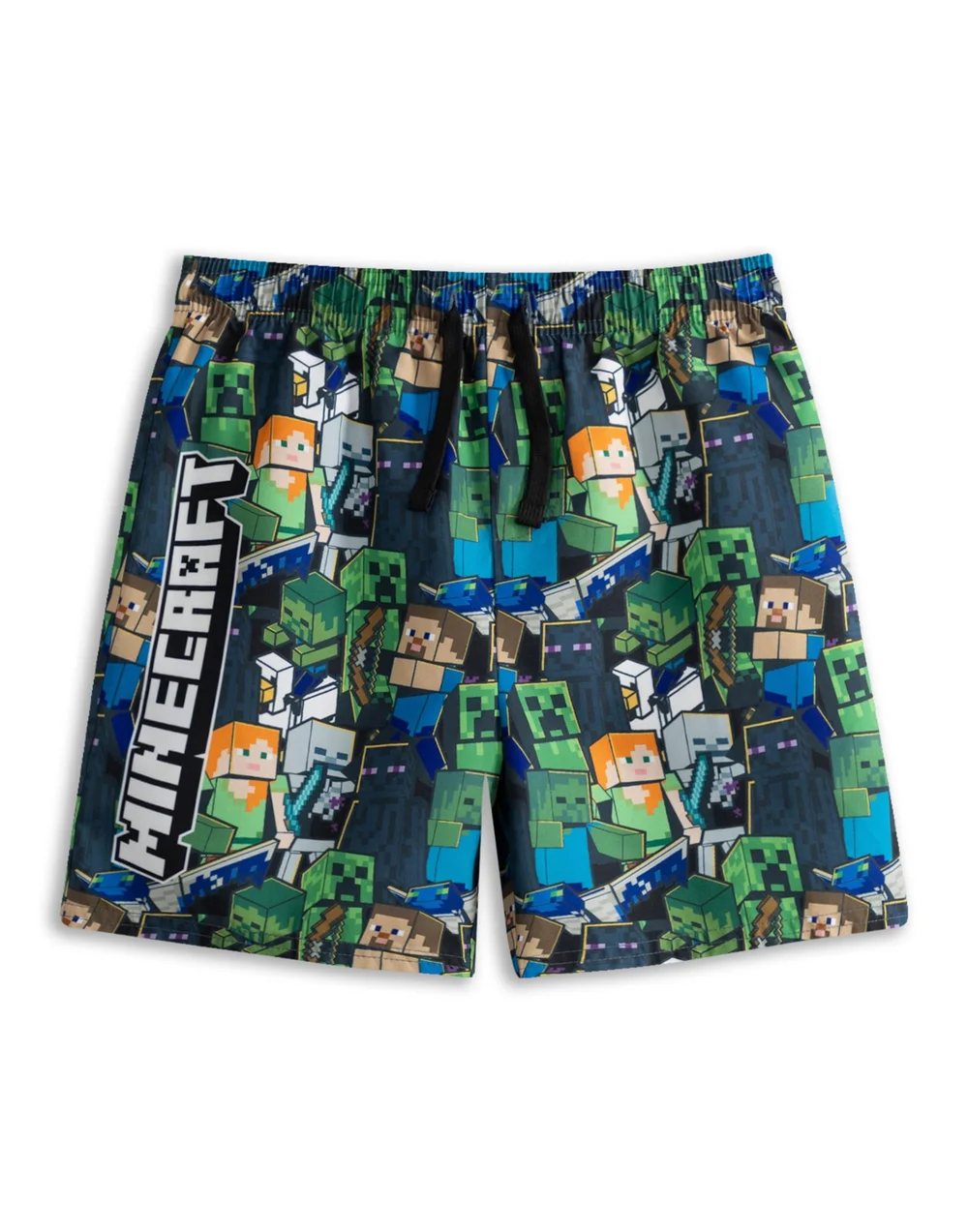 Vanilla Underground Minecraft Boys Green Oversized Character Swim Shorts (5-14 Years) - 13-14 Yrs Image 1